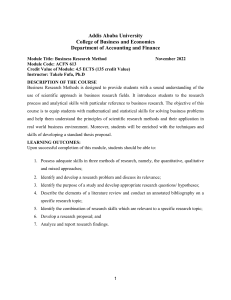 Business Research Methods Course Module - Addis Ababa University