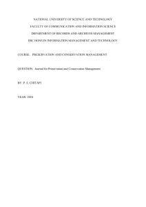Preservation & Conservation Management Journal