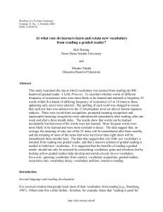 Vocabulary Acquisition from Graded Readers