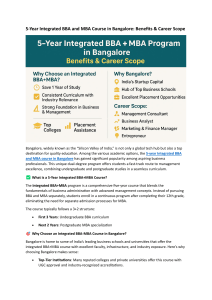 5-Year Integrated BBA MBA Course in Bangalore: Benefits & Scope