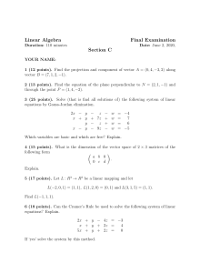 Linear Algebra Final Exam - June 2, 2020
