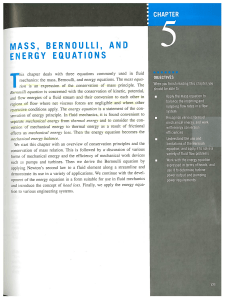 Mass, Bernoulli, and Energy Equations in Fluid Mechanics