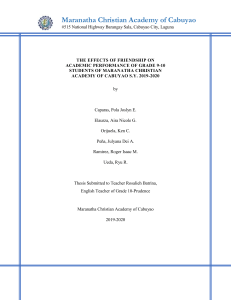 Friendship & Academic Performance: Grade 9-10 Thesis