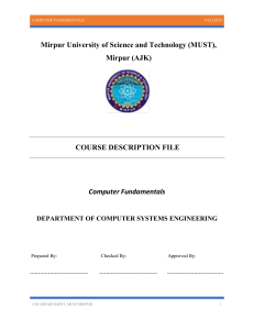 Computer Fundamentals Course Description - MUST Mirpur