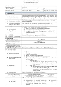 Technical & Operational Definitions: Grade 10 English Lesson