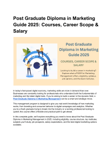 PG Diploma in Marketing Guide 2025: Courses, Careers, Salary