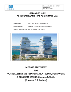 Method Statement: Concrete & Reinforcement - Oceano Luxe Project