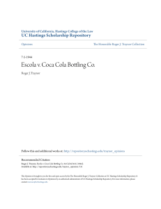 Escola v. Coca Cola Bottling Co. Court Opinion