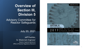 ASME Section III Division 5: High-Temperature Reactor Safeguards Overview