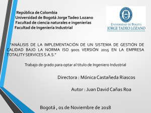 An&aacute;lisis Implementaci&oacute;n ISO 9001:2015 - Totality Services S.A.S.