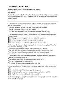 Leadership Style Quiz: Giver, Taker, Matcher