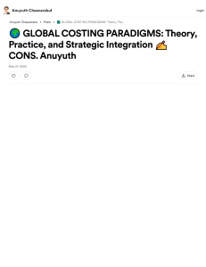 Global Costing Paradigms: Theory, Practice, Integration