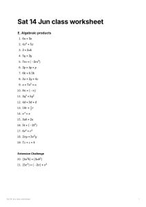 Hoja de trabajo de expresiones algebraicas: Productos y evaluaci&oacute;n