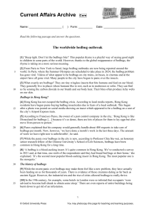 Bedbug Outbreak: Reading Comprehension Worksheet