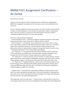 BMNG7321 Assignment Clarification: Student's Approach & AI Use