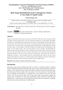 Body Image Dissatisfaction: Nepali Youths Case Study