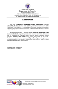 Rubrics in Student Assessment: Philippine Teacher Ethics Annotation