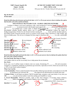 High School English Exam - Grade 12