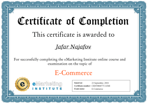 E-Commerce Certificate of Completion - Jafar Najafov