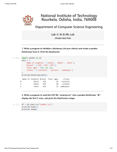 Pandas Quiz Test: DataFrame Operations