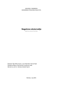 Negativne eksternalije: &Scaron;tudije primerov Slovenije