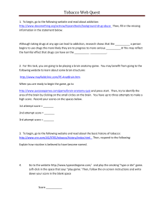 Tobacco Web Quest: Dangers of Smoking & Addiction