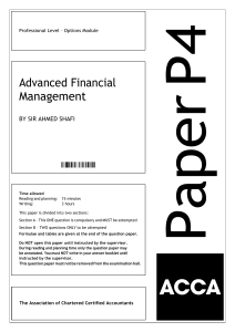ACCA Advanced Financial Management Exam Paper