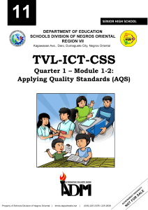 TVL-ICT-CSS Module: PECs & Applying Quality Standards