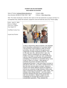On-the-Job Training Daily Report: Engineering Site Visit