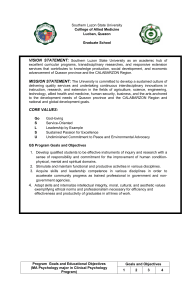 SLSU MA Clinical Psychology Program Goals & Advanced Social Psychology Syllabus