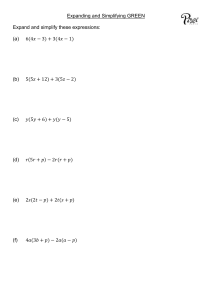Expanding & Simplifying Algebraic Expressions Worksheet