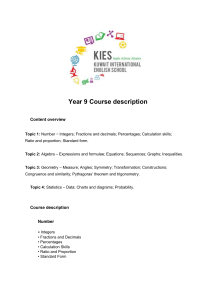 Year 9 Mathematics Course Description