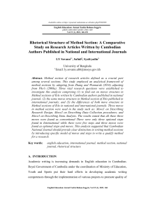 Rhetorical Structure of Method Sections in Cambodian Research Articles