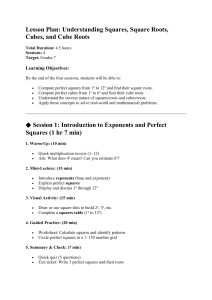 Squares, Square Roots, Cubes Lesson Plan for Grade 7