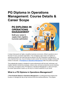 PG Diploma in Operations Management: Course & Career Guide