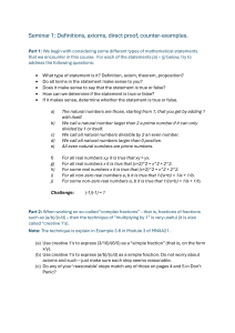 Seminar Notes: Definitions, Axioms, Proofs, Counter-Examples