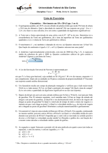 Lista de Exercícios de Cinemática Física 1 - UFSCar