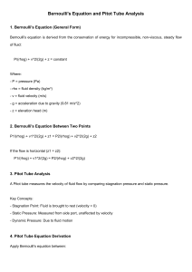 Bernoulli's Equation & Pitot Tube Analysis