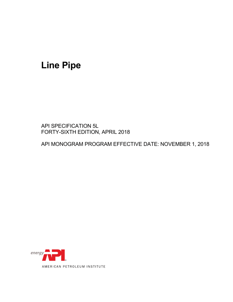 API 5L 2018 46TH EDITION