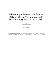 Green Technology & Sustainability Market Report 2024-2033