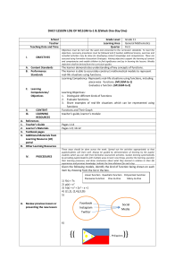 Grade 11 General Math: Functions Lesson Log