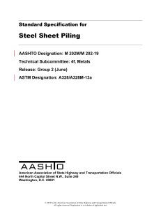 Steel Sheet Piling Standard Specification AASHTO M 202