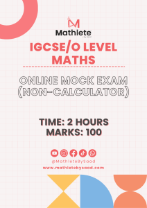 IGCSE/O Level Maths Mock Exam (Non-Calculator)