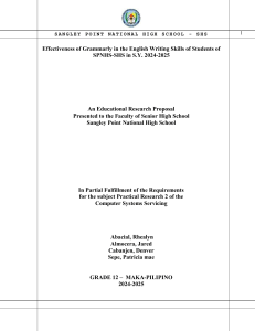 Grammarly Effectiveness: SHS Writing Skills Research Proposal