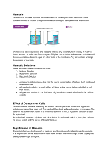 Osmosis: Definition, Solutions, and Significance