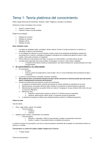 Plat&oacute;n y Arist&oacute;teles: Apuntes sobre la Teor&iacute;a del Conocimiento