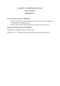 Compiler Design Lab Assessment - LEX Code Exercises