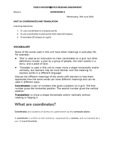 Year 5 Math: Coordinates & Translation Reading Assignment