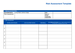 Risk Assessment Template - Living Waters Lutheran College