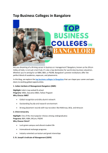 Top Business Colleges in Bangalore: A Guide